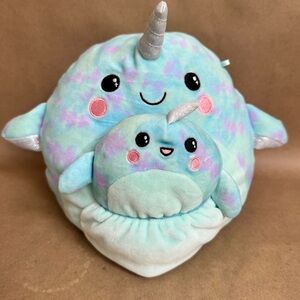 Squishmallows x Justice 8” River the Narwhal and 3.5” Baby River Stuffy Set